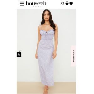 HOUSE OF CB Janelle Lilac Floral Shirred Ankle Dress (Purple) - NWT